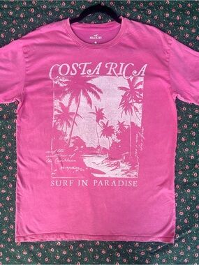 Hollister Pink Costa Rica Surf Graphic Tee